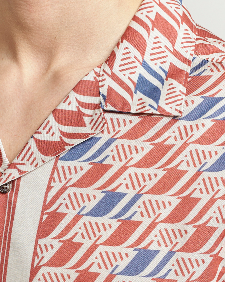 Heren | Overhemden | J.Lindeberg | Elio Tencel Moto Print Short Sleeve Shirt Multi