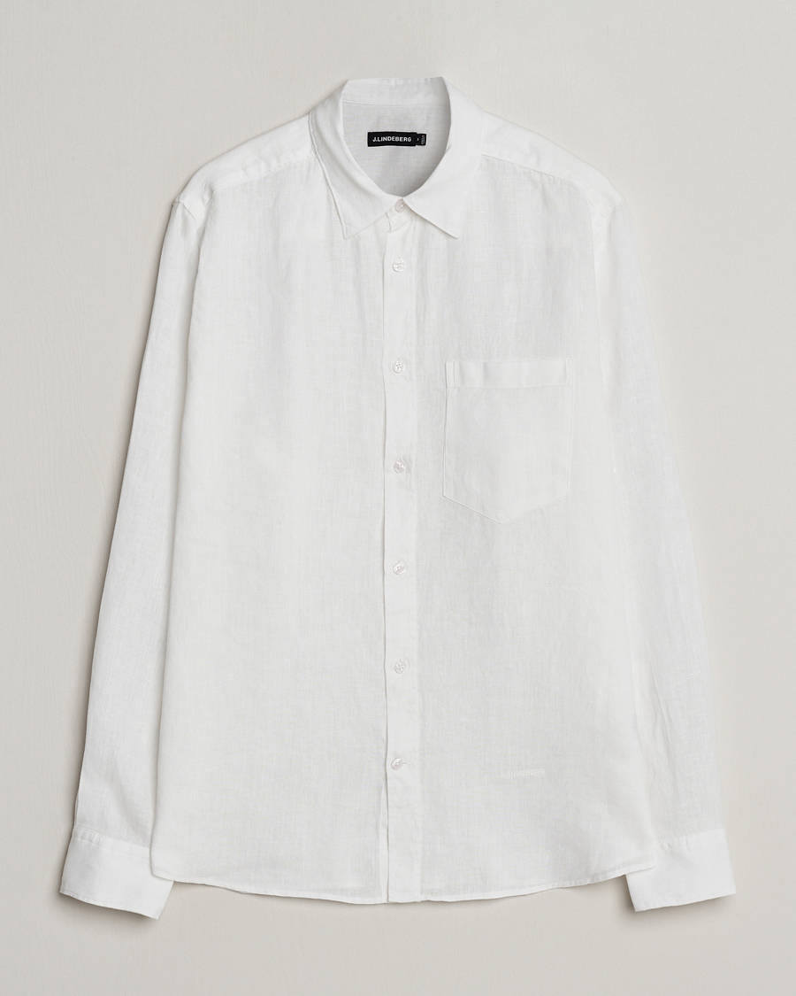 Heren | Overhemden | J.Lindeberg | Regular Fit Clean Linen Shirt White