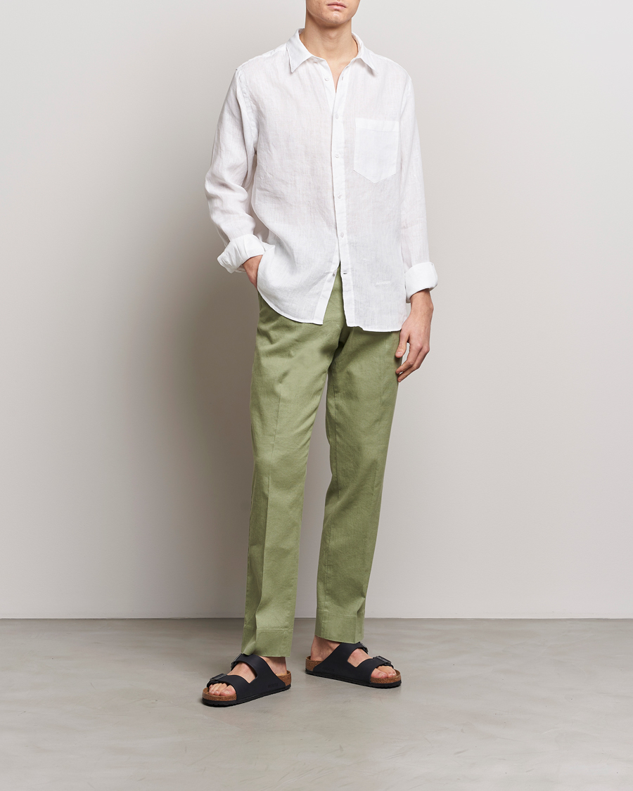 Heren | Overhemden | J.Lindeberg | Regular Fit Clean Linen Shirt White