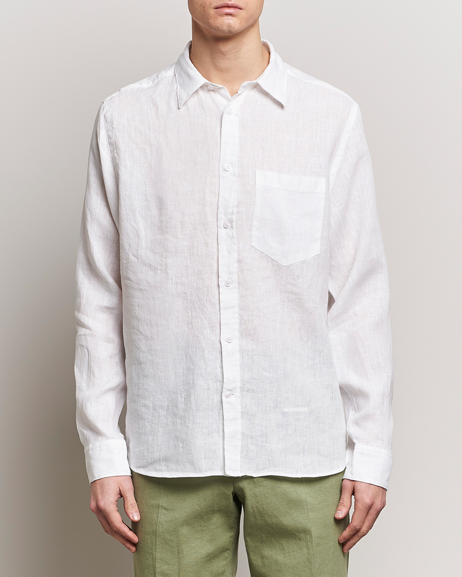 Heren | Linnen overhemden | J.Lindeberg | Regular Fit Clean Linen Shirt White