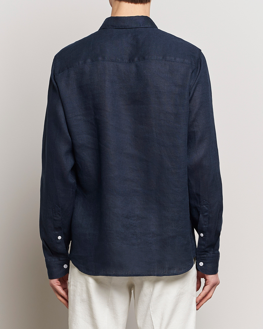 Heren | Overhemden | J.Lindeberg | Regular Fit Clean Linen Shirt Navy
