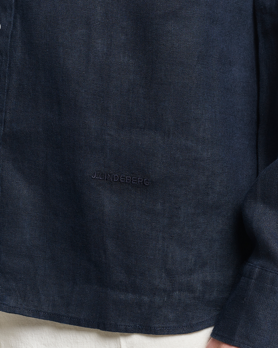 Heren | Overhemden | J.Lindeberg | Regular Fit Clean Linen Shirt Navy