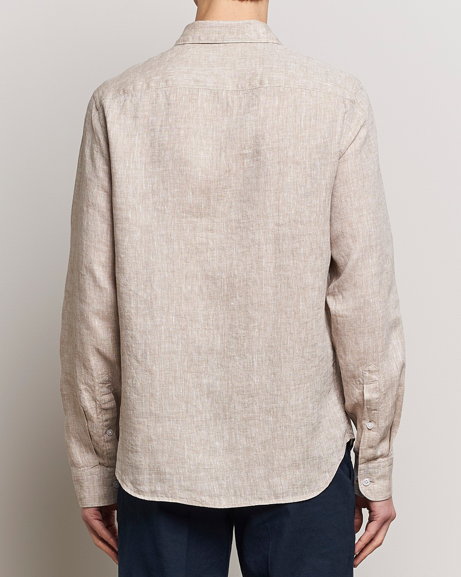 Heren | Overhemden | J.Lindeberg | Slim Fit Linen Melange Shirt Batique Khaki