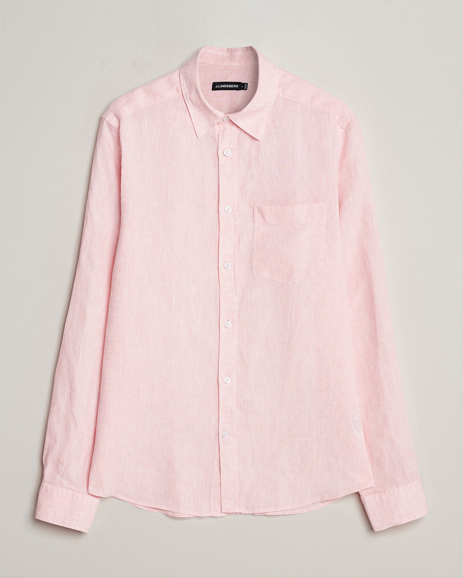 Heren | Overhemden | J.Lindeberg | Slim Fit Linen Melange Shirt Powder Pink
