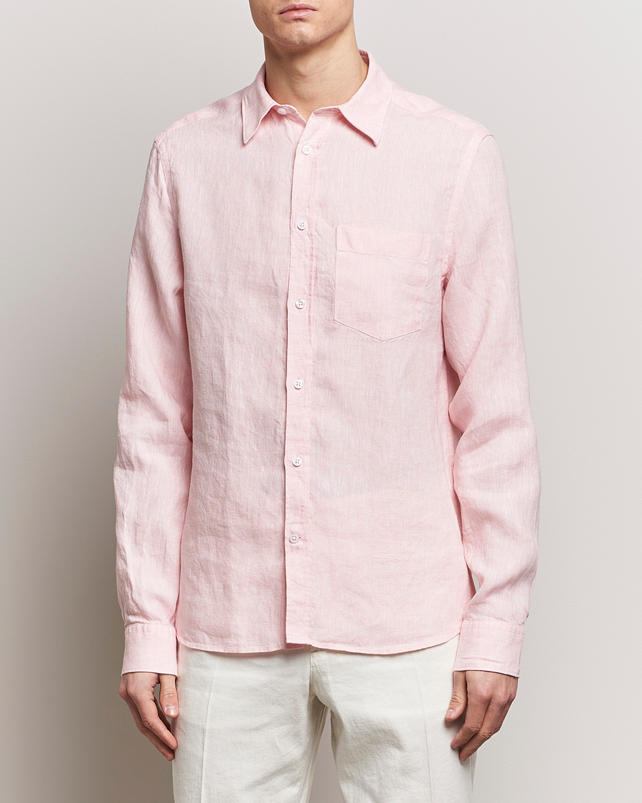 Heren |  | J.Lindeberg | Slim Fit Linen Melange Shirt Powder Pink