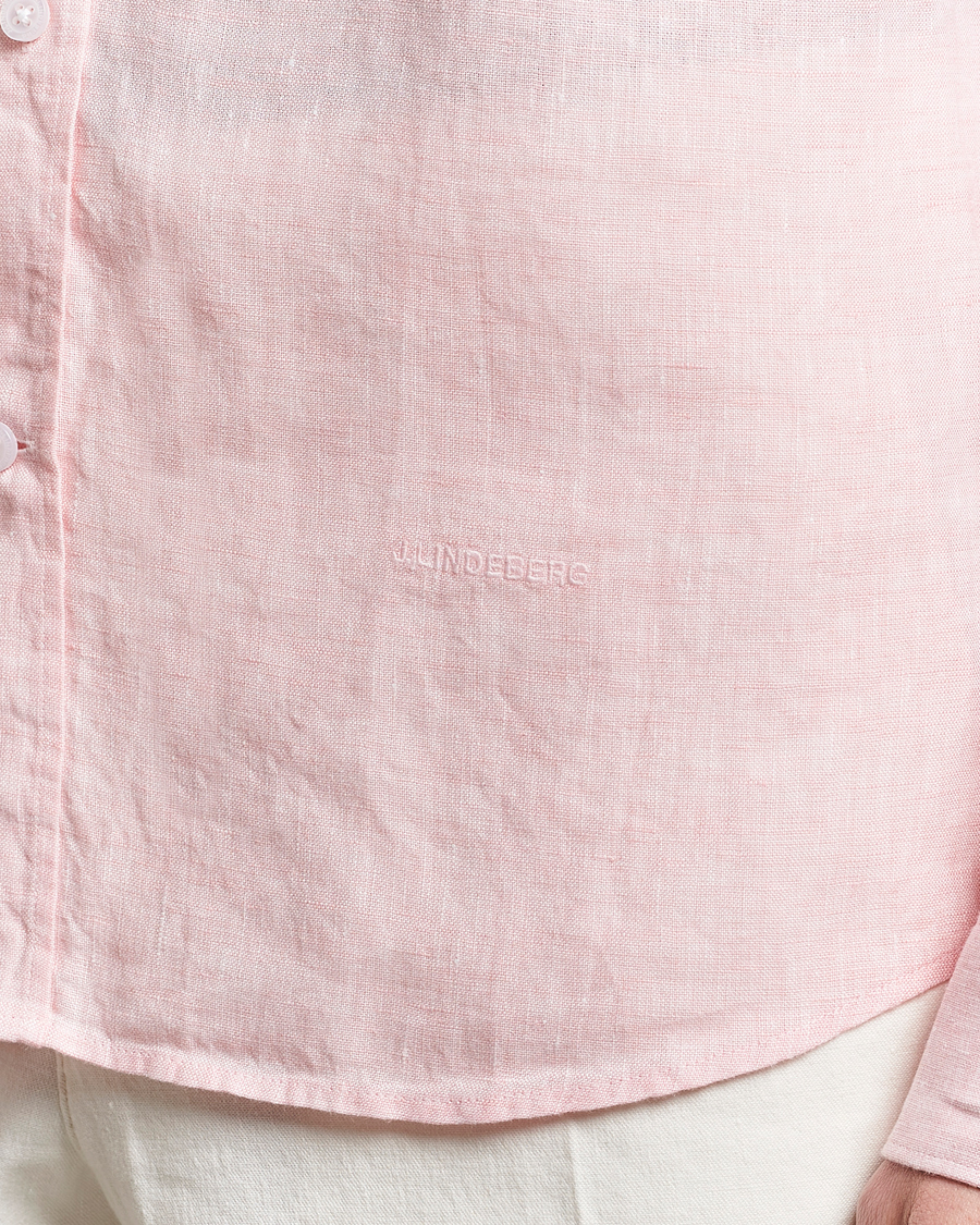 Heren | Overhemden | J.Lindeberg | Slim Fit Linen Melange Shirt Powder Pink