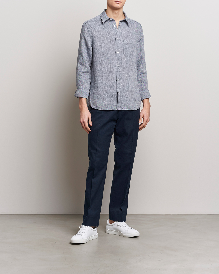 Heren | Broeken | J.Lindeberg | Lois Cotton/Linen Stretch Pants Navy