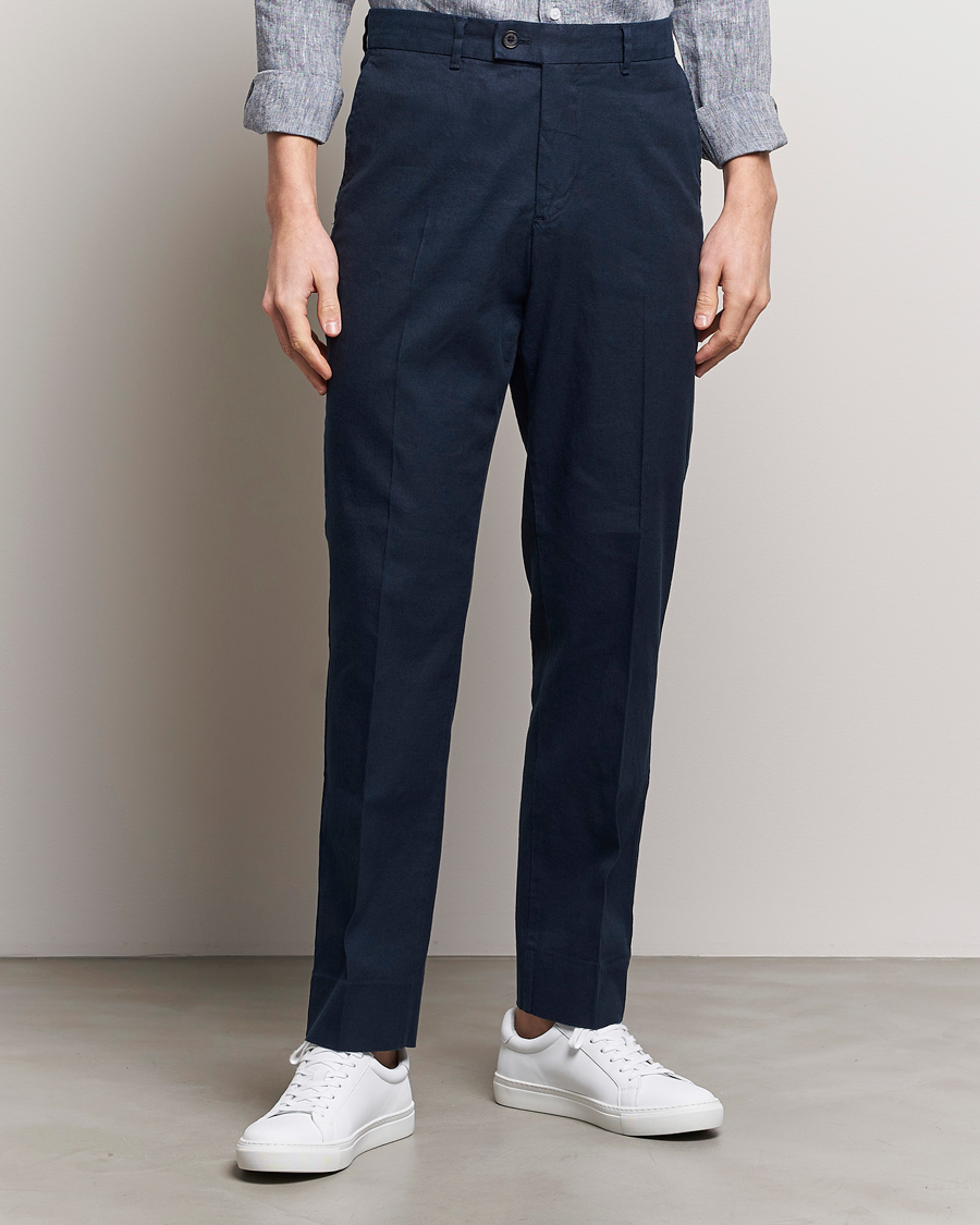 Herr | Byxor | J.Lindeberg | Lois Cotton/Linen Stretch Pants Navy