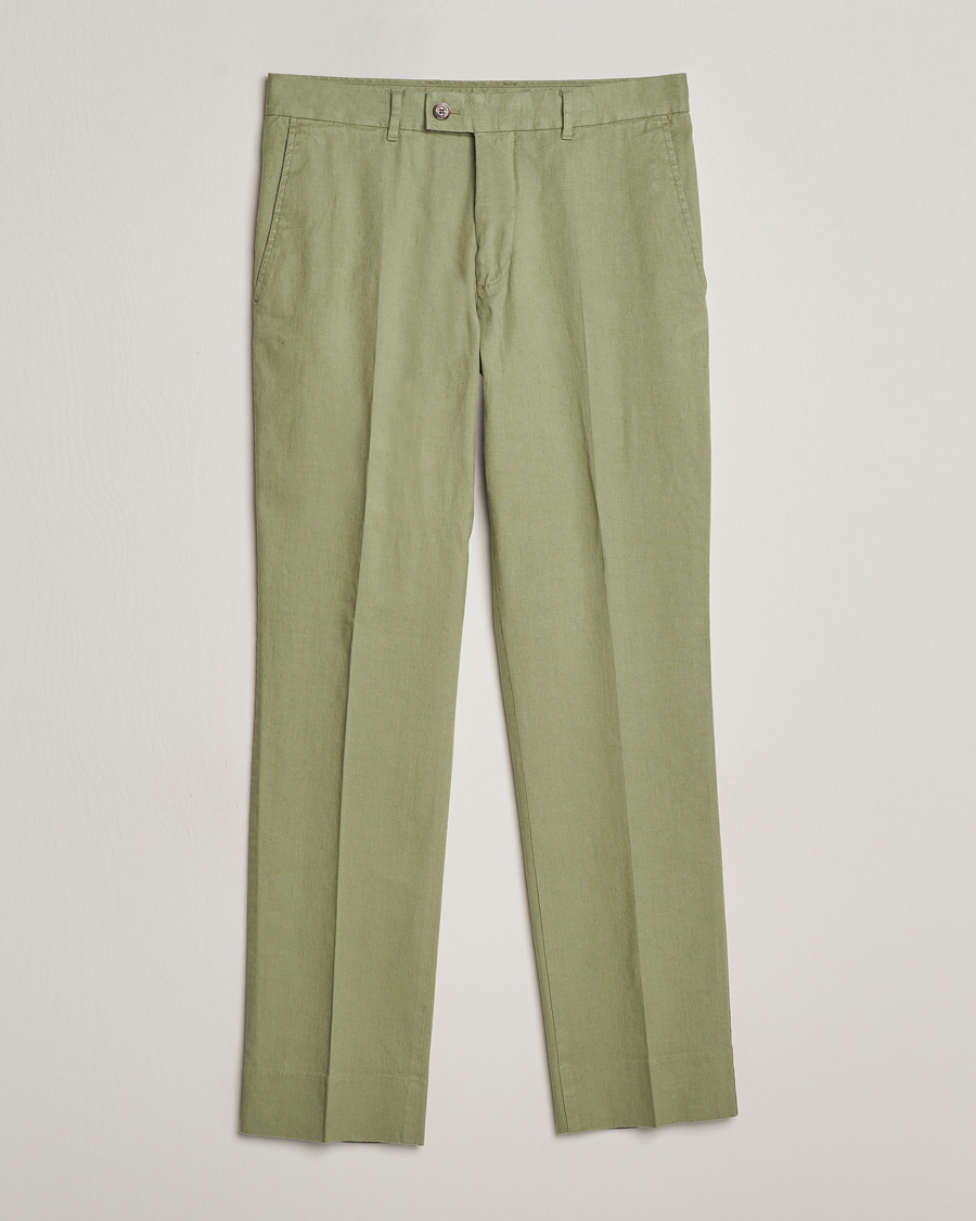 Heren | Broeken | J.Lindeberg | Lois Cotton/Linen Stretch Pants Oil Green