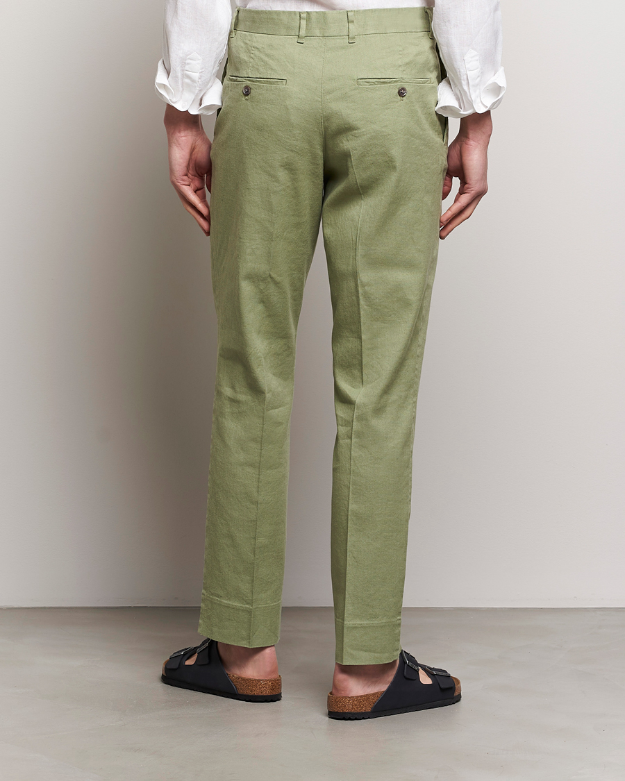 Heren | Broeken | J.Lindeberg | Lois Cotton/Linen Stretch Pants Oil Green