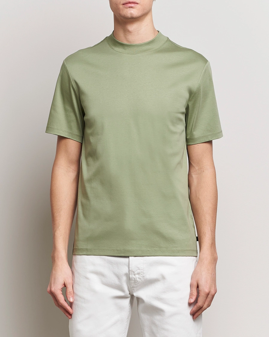 Heren | T-shirts | J.Lindeberg | Ace Mock Neck T-Shirt Oil Green