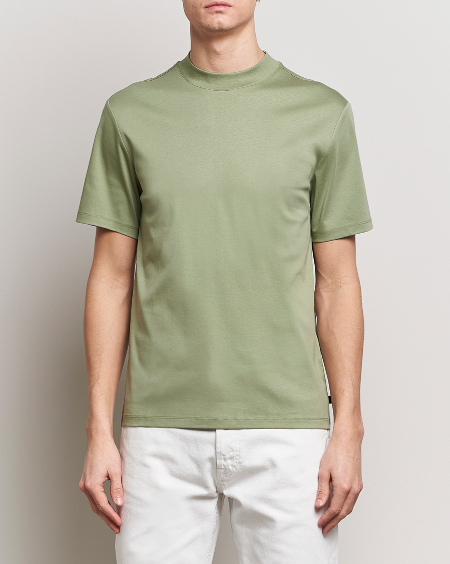 Heren | J.Lindeberg | J.Lindeberg | Ace Mock Neck T-Shirt Oil Green