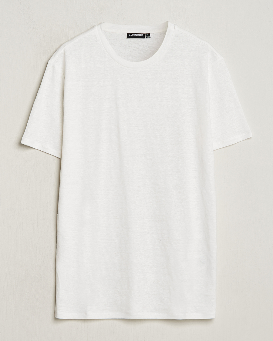 Heren | T-shirts | J.Lindeberg | Coma Linen T-Shirt Cloud White