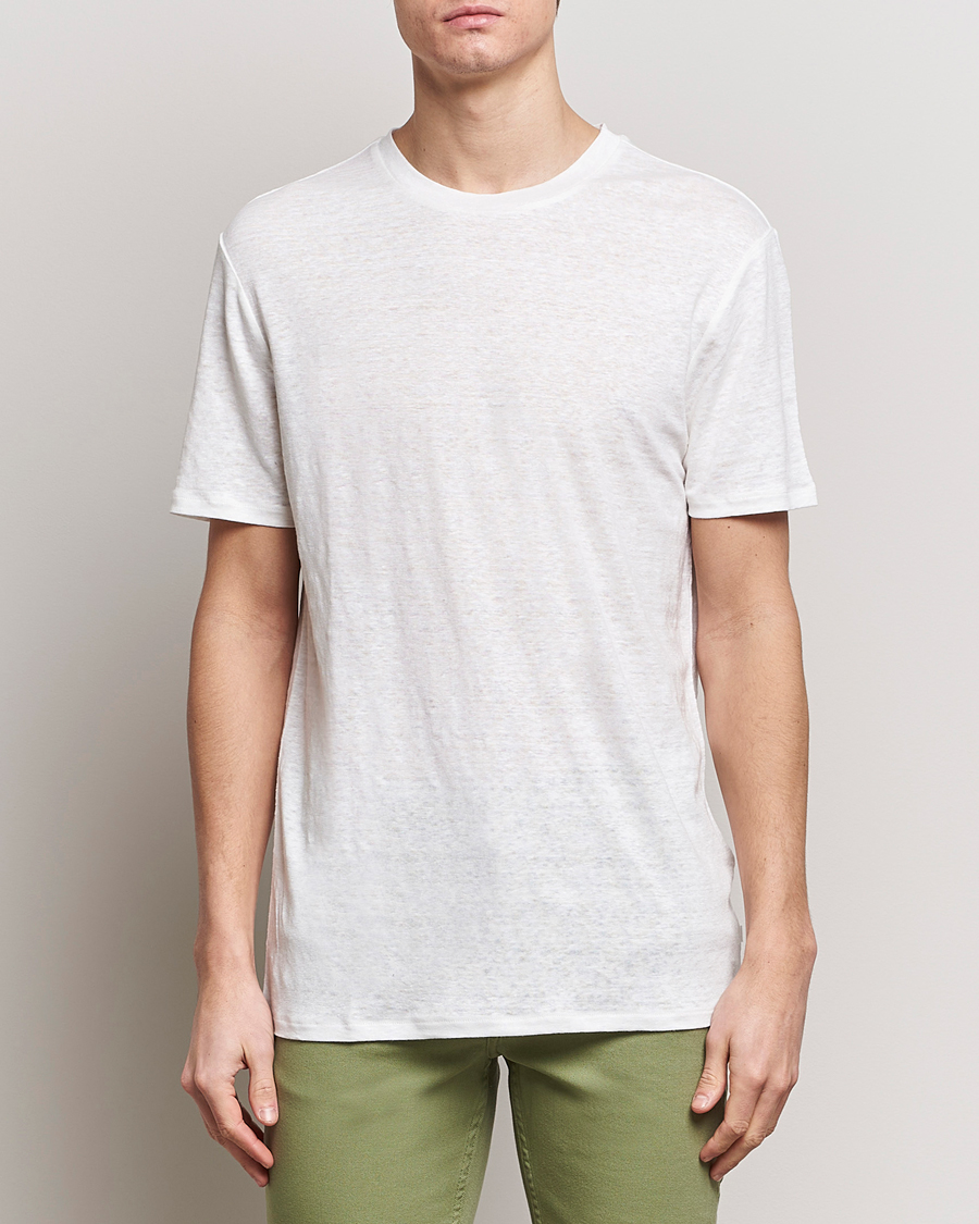 Heren | J.Lindeberg | J.Lindeberg | Coma Linen T-Shirt Cloud White