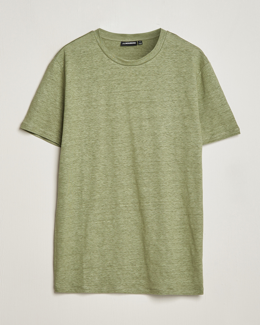 Heren | T-shirts | J.Lindeberg | Coma Linen T-Shirt Oil Green