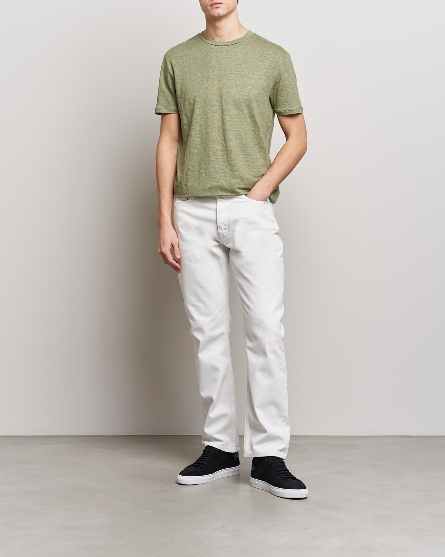 Heren | T-shirts | J.Lindeberg | Coma Linen T-Shirt Oil Green