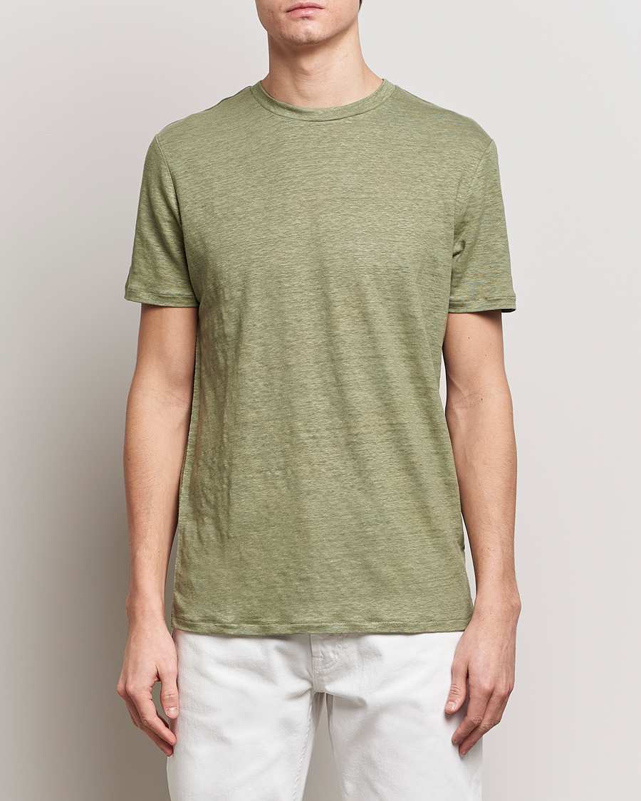 Heren | J.Lindeberg | J.Lindeberg | Coma Linen T-Shirt Oil Green