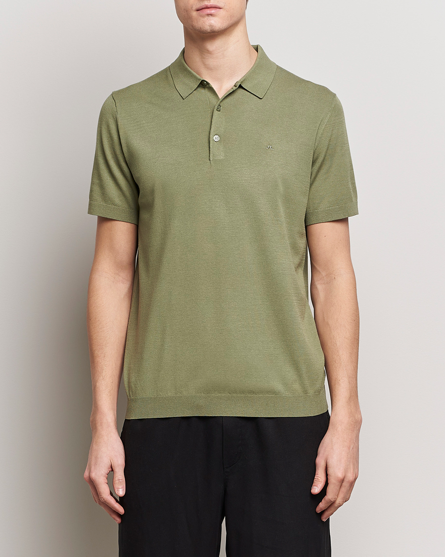 Heren | Polo's | J.Lindeberg | Ridge Rayon Silk Polo Oil Green