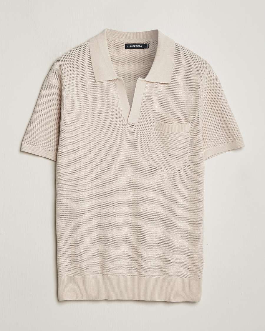 Heren | Polo's | J.Lindeberg | Ben Open Collar Polo Moonbeam