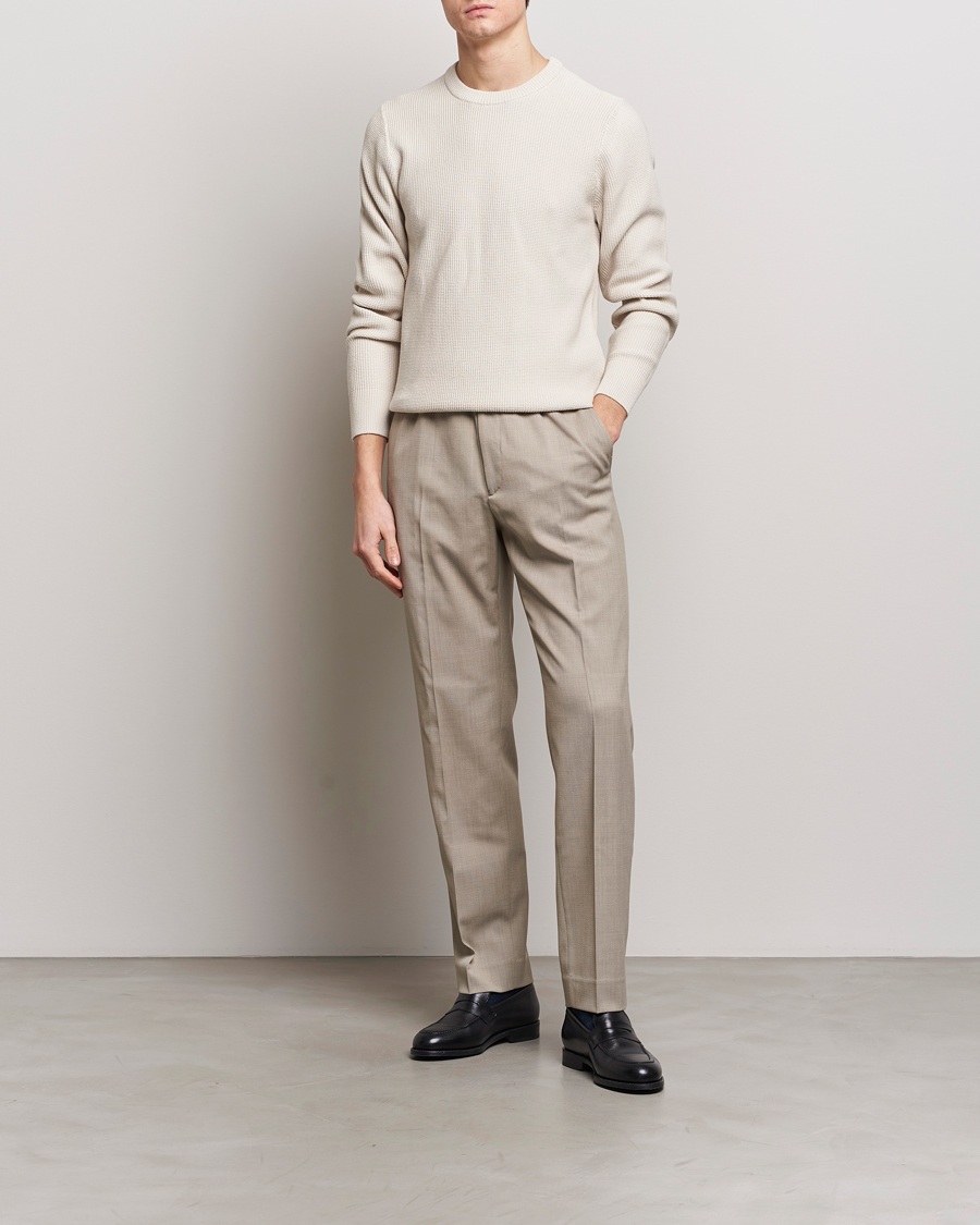 Heren | Truien | J.Lindeberg | Arthur Structure Organic Cotton Crew Neck Moonbeam