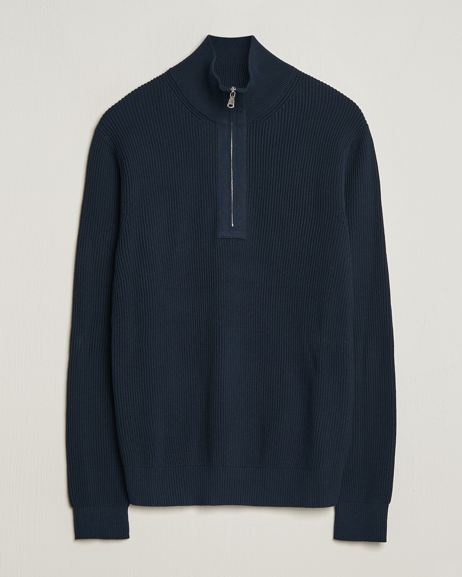 Heren |  | J.Lindeberg | Alex Half Zip Organic Cotton Sweater Navy