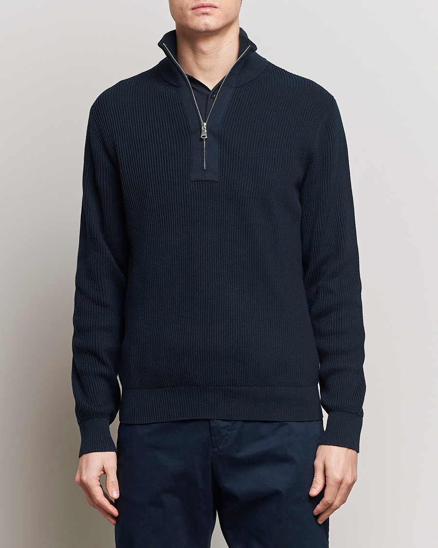 Heren | Afdelingen | J.Lindeberg | Alex Half Zip Organic Cotton Sweater Navy