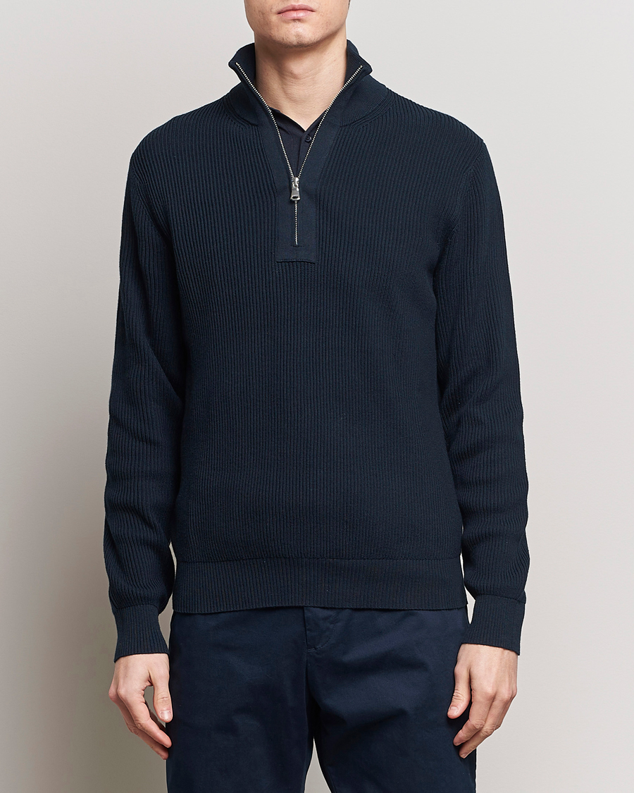 Heren |  | J.Lindeberg | Alex Half Zip Organic Cotton Sweater Navy