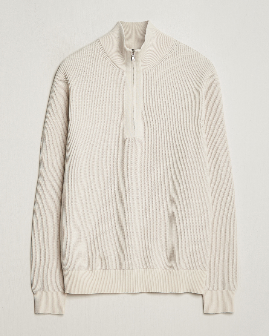 Heren |  | J.Lindeberg | Alex Half Zip Organic Cotton Sweater Moonbeam