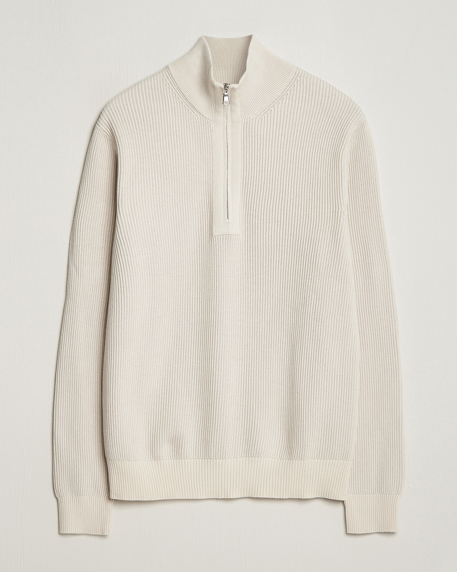 Heren | Truien | J.Lindeberg | Alex Half Zip Organic Cotton Sweater Moonbeam