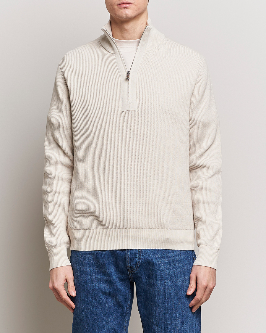 Heren | Kleding | J.Lindeberg | Alex Half Zip Organic Cotton Sweater Moonbeam