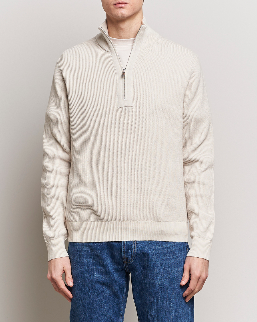 Heren | Business & Beyond | J.Lindeberg | Alex Half Zip Organic Cotton Sweater Moonbeam