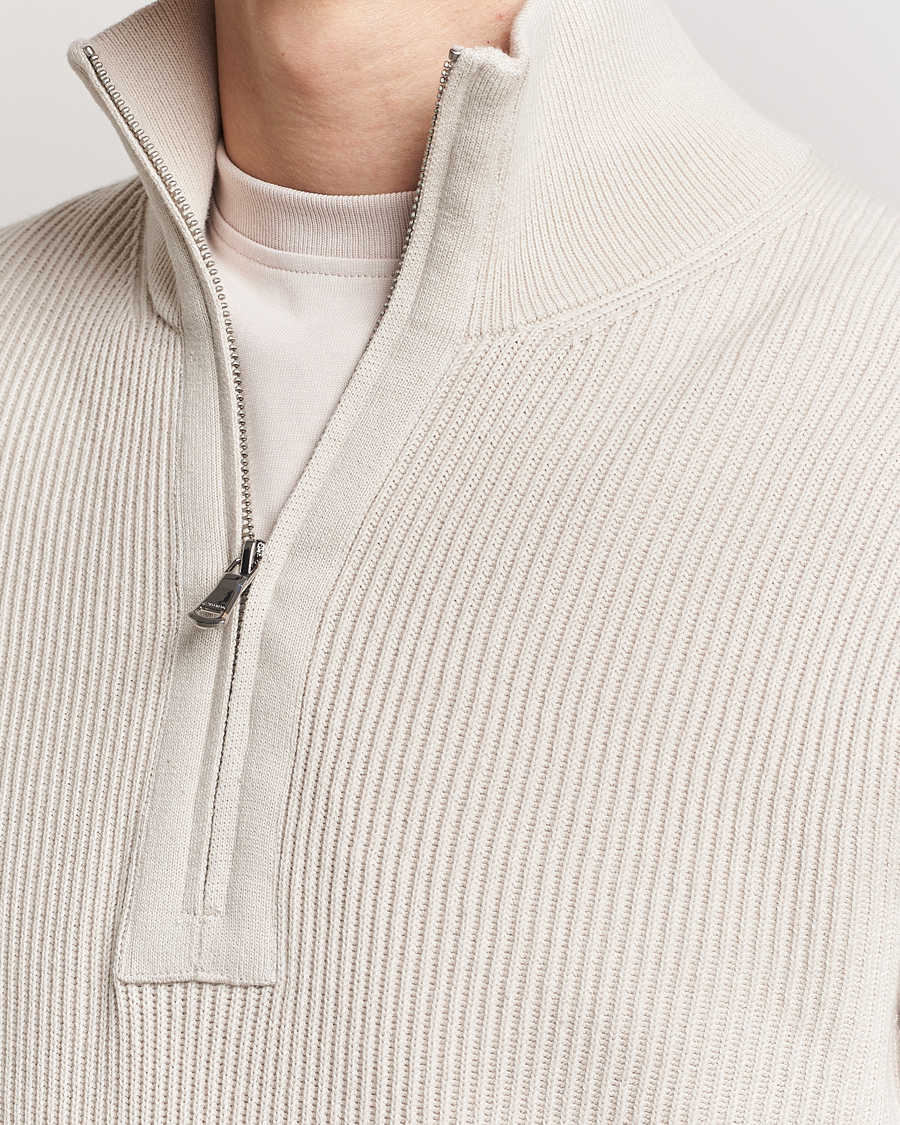Heren | Truien | J.Lindeberg | Alex Half Zip Organic Cotton Sweater Moonbeam