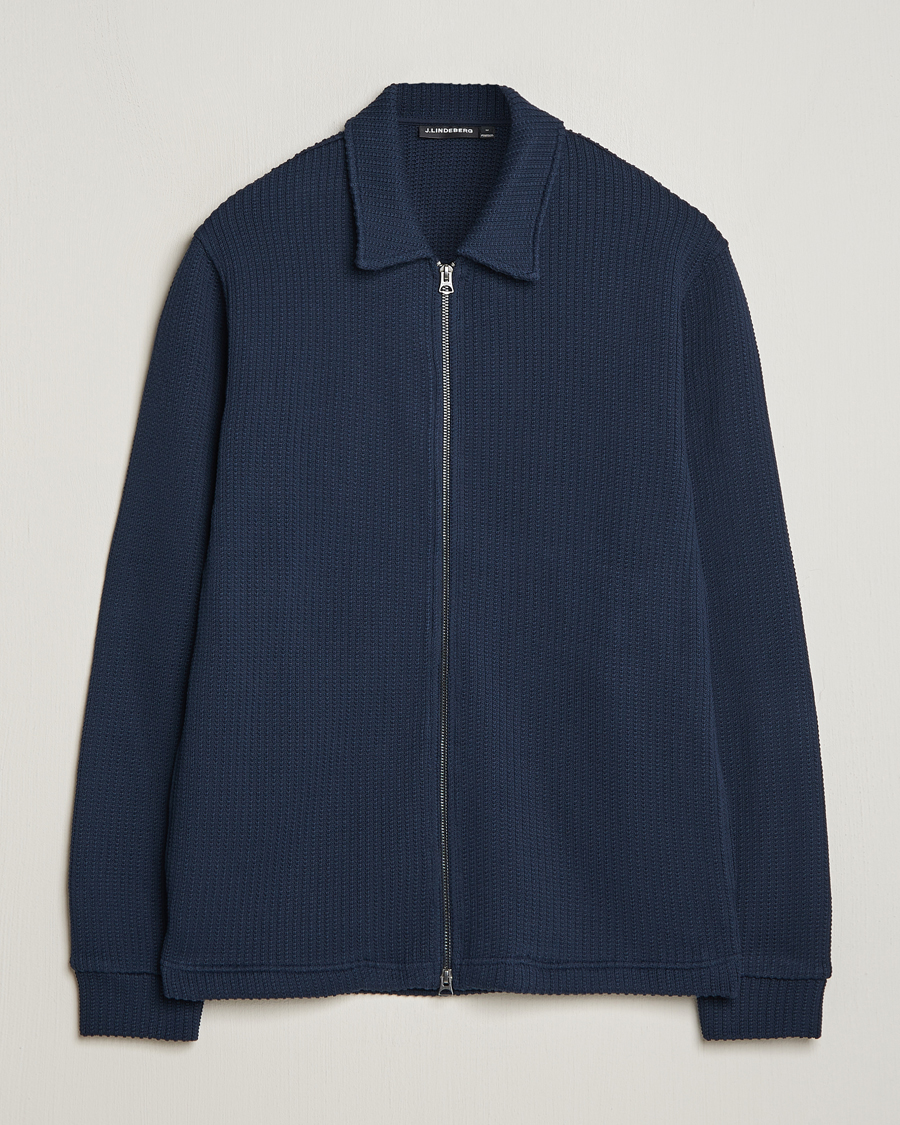 Heren | Truien | J.Lindeberg | Lansa Jersey Zip Jacket Navy