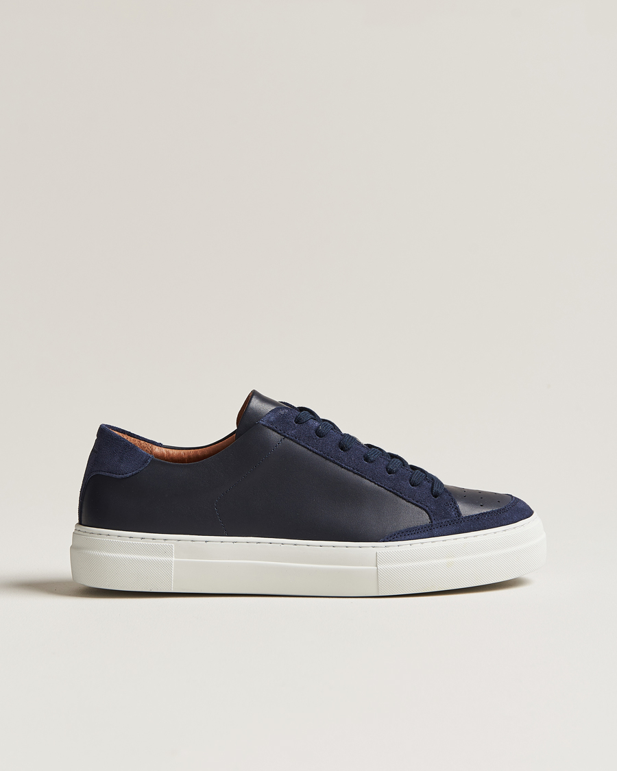 Heren | J.Lindeberg Art Signature Leather Sneaker Navy | J.Lindeberg | Art Signature Leather Sneaker Navy