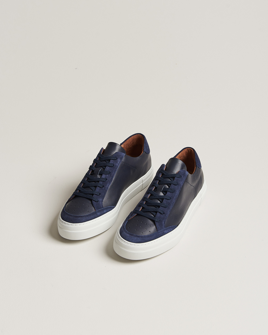 Heren | J.Lindeberg Art Signature Leather Sneaker Navy | J.Lindeberg | Art Signature Leather Sneaker Navy