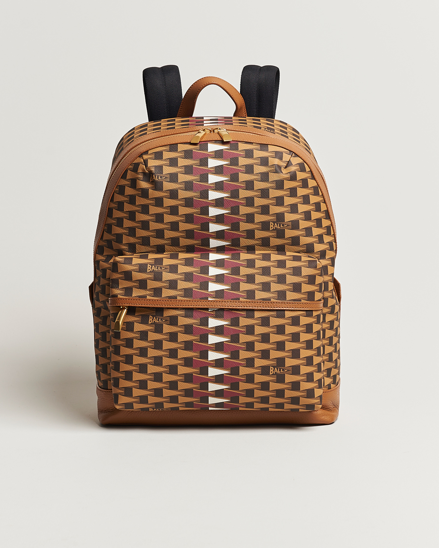 Heren | Bally Pennant Monogram Leather Backpack Brown | Bally | Pennant Monogram Leather Backpack Brown