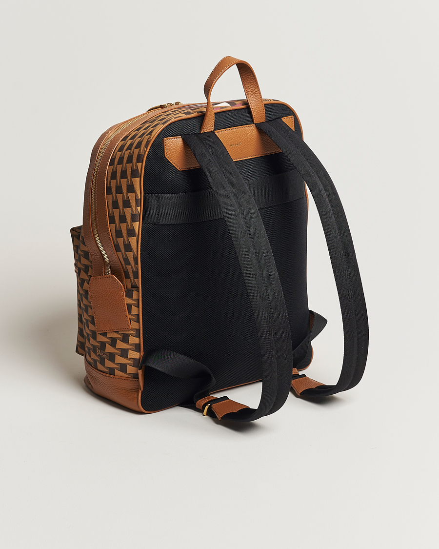 Heren | Bally Pennant Monogram Leather Backpack Brown | Bally | Pennant Monogram Leather Backpack Brown