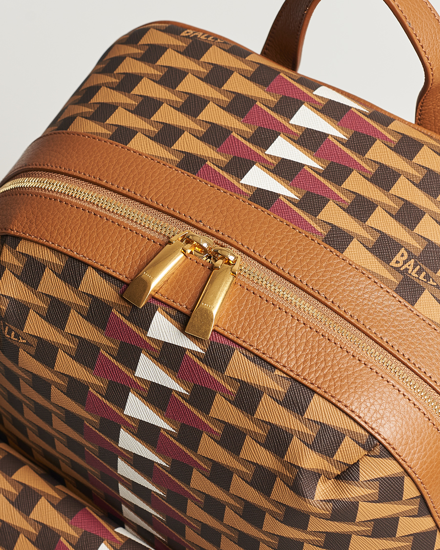 Heren | Bally Pennant Monogram Leather Backpack Brown | Bally | Pennant Monogram Leather Backpack Brown