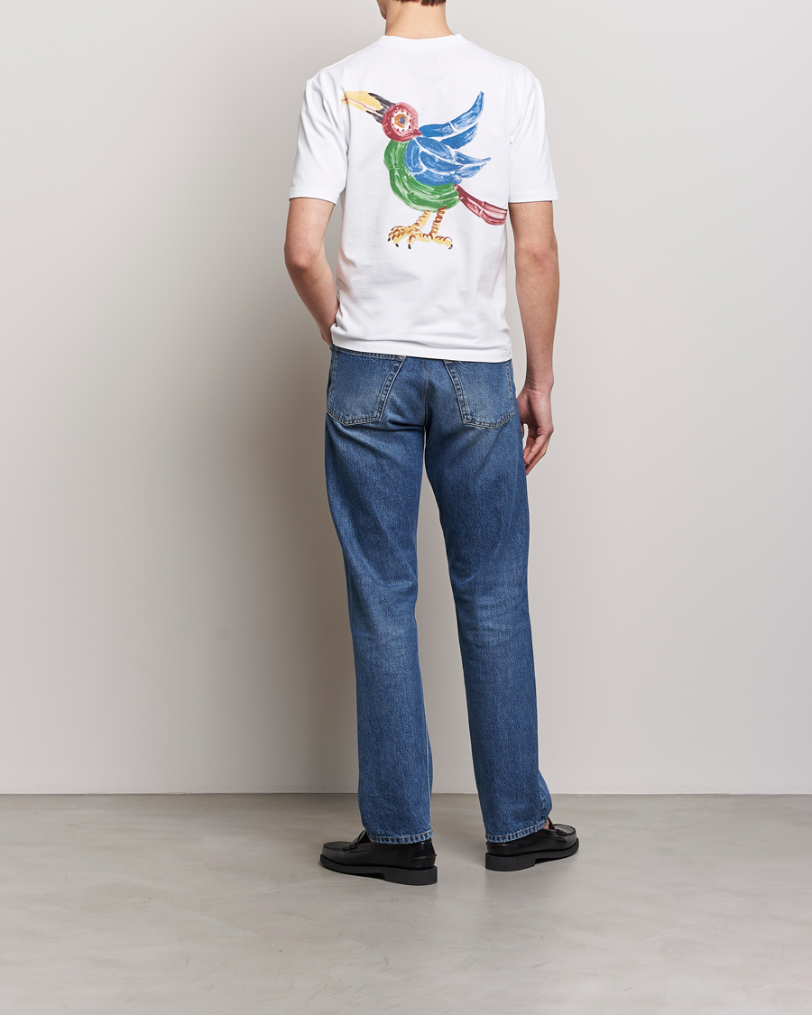 Heren | T-shirts | Drake's | Bird Graphic Print Hiking T-Shirt White