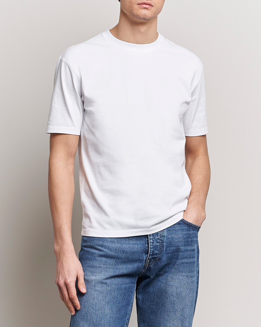 Heren | T-shirts met korte mouwen | Drake's | Bird Graphic Print Hiking T-Shirt White