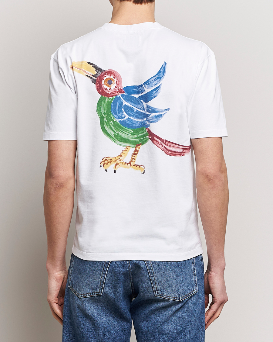Heren | T-shirts | Drake's | Bird Graphic Print Hiking T-Shirt White