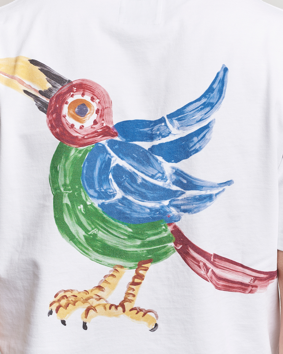 Heren | T-shirts | Drake's | Bird Graphic Print Hiking T-Shirt White