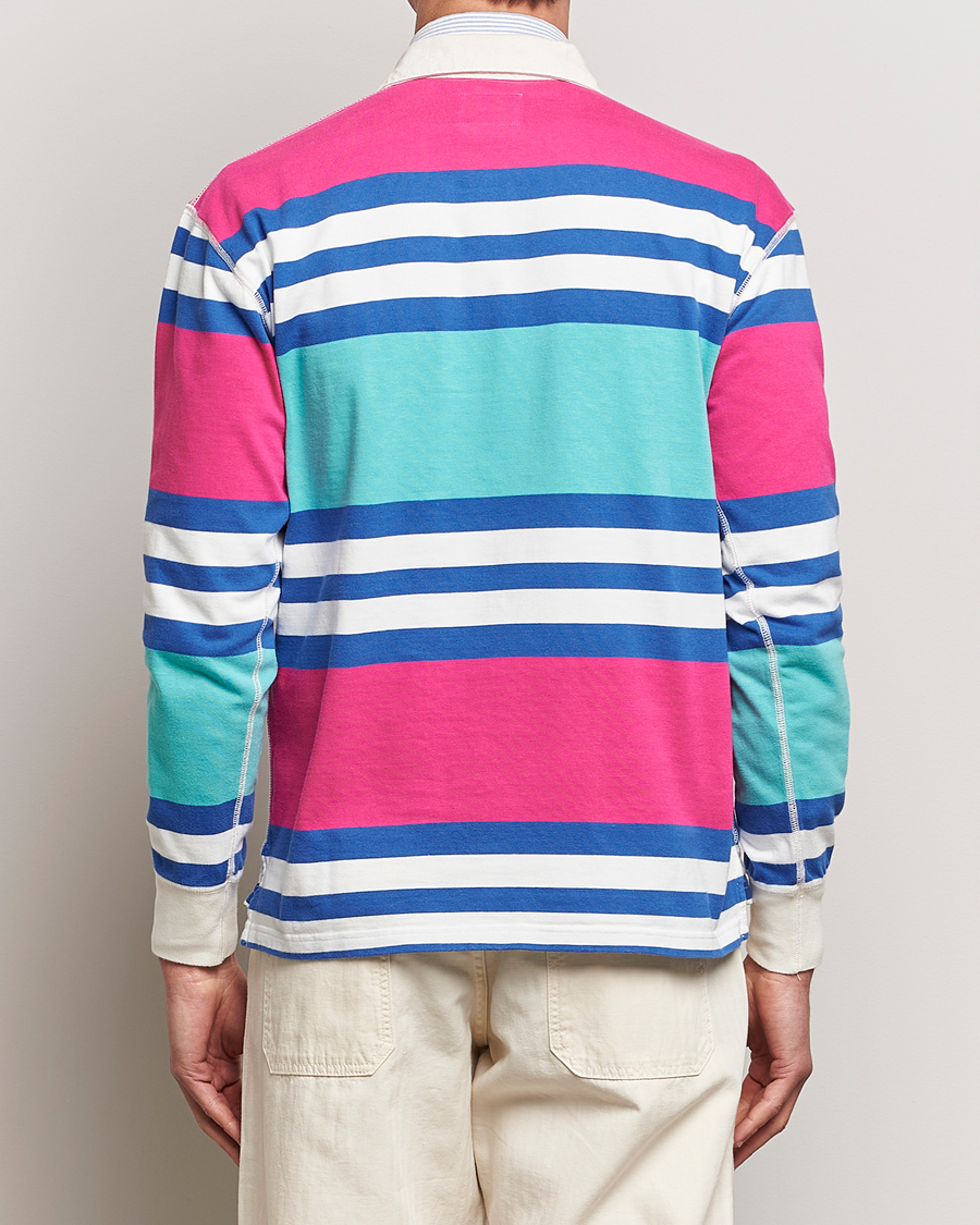 Heren | Truien | Drake's | Long Sleeve Stripe Rugby Shirt Multi