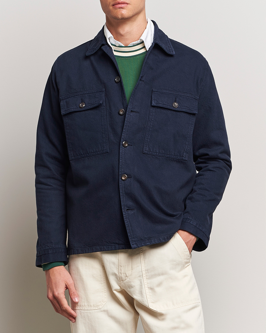 Heren | Casual | Drake\'s | Cotton Field Shirt Navy