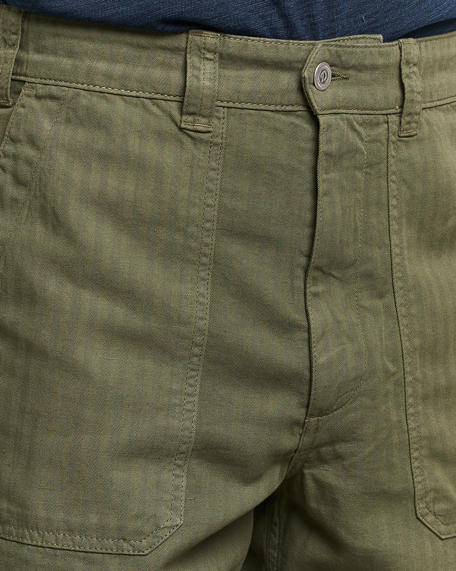 Heren | Korte broek | Drake's | Herringbone Fatigue Cotton Shorts Olive