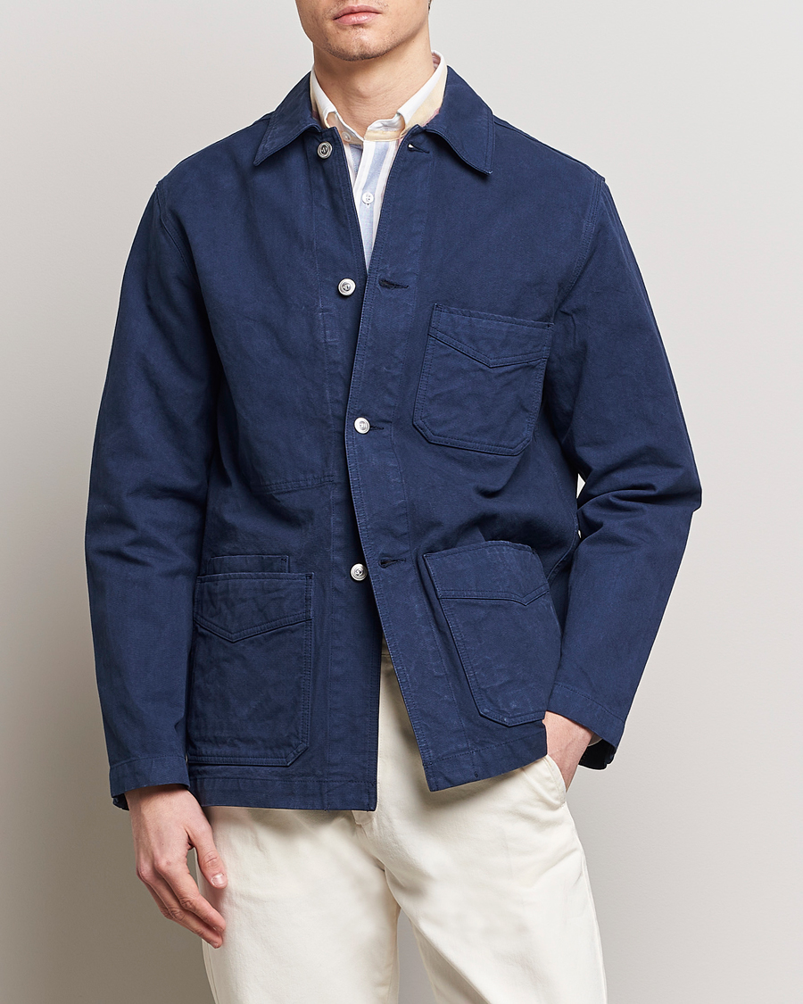 Heren | Jassen | Drake's | Duck Cotton Canvas Shore Jacket Navy
