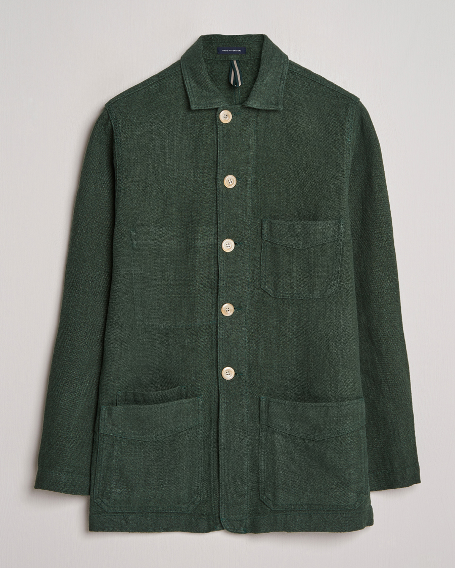 Heren | Jassen | Drake's | Heavy Linen Chore Jacket Green
