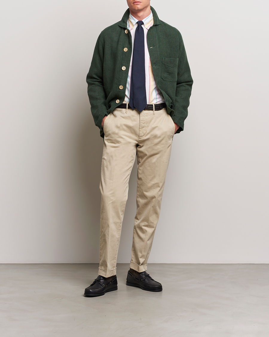 Heren | Jassen | Drake's | Heavy Linen Chore Jacket Green