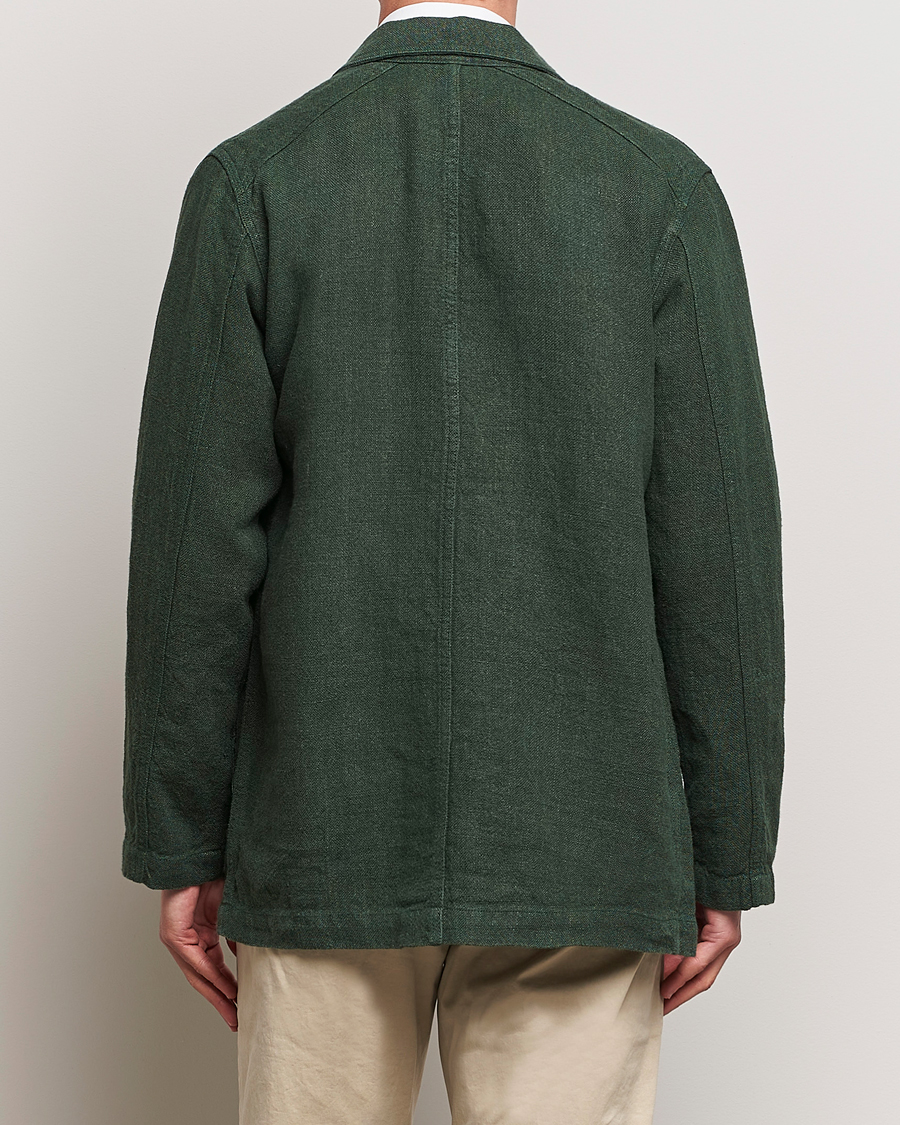 Heren | Jassen | Drake's | Heavy Linen Chore Jacket Green