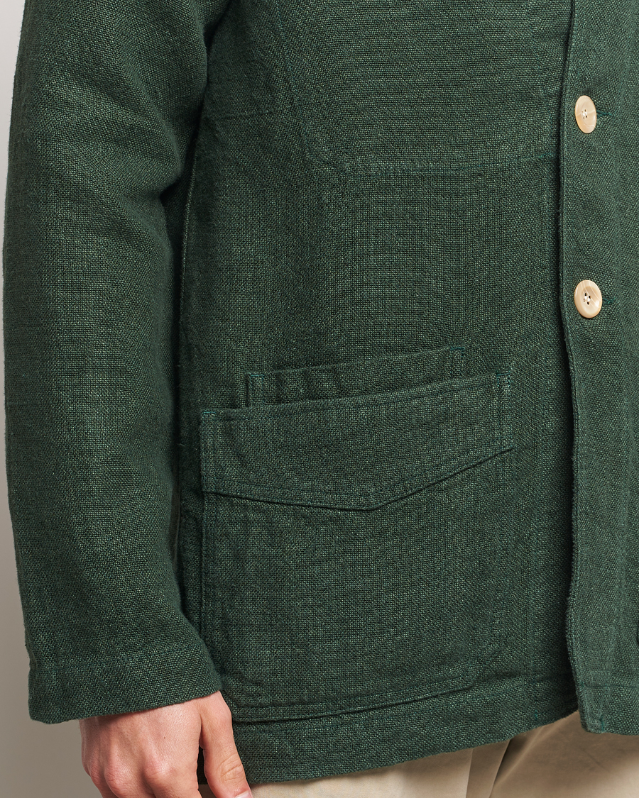 Heren | Jassen | Drake's | Heavy Linen Chore Jacket Green